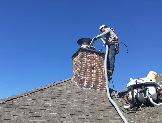Dedicated Avon Chimney Sweep team member cleaning a chimney in Avon, OH