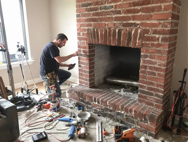 Avon Chimney Sweep specialist finalizing chimney liner service in Avon, OH