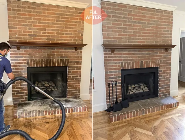 Avon Chimney Sweep carefully sanitizing a fireplace in Avon, OH