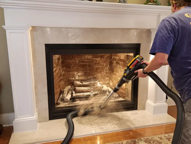 Fireplace cleaning performed by Avon Chimney Sweep in Avon, OH