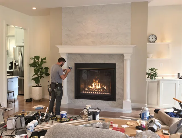 Newly installed fireplace by Avon Chimney Sweep in Avon, OH